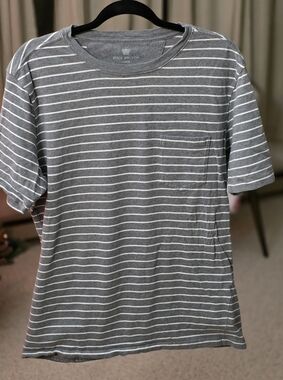 Mack Weldon Heather Gray Striped Pocket Tee